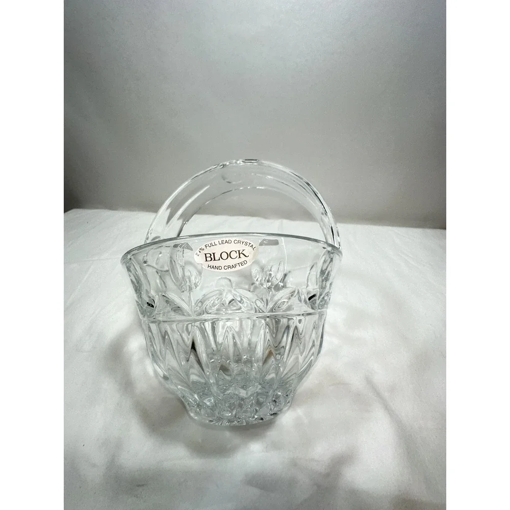 Block Crystal Cut Lead Handled Small‎ Decorative Basket